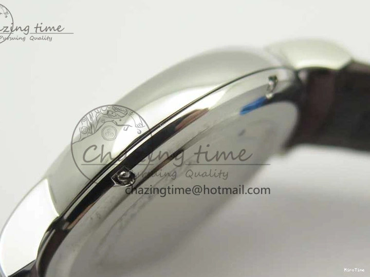 MIROTIME 0517 Portofino Automatic SS TWF 1:1 Best Edition Silver Dial Gold Markers on Brown Leather Strap A Bright 7203